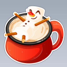 Marshmallow Snowman a remexer na caneca de chocola