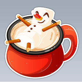 Adesivo Marshmallow Snowman a remexer na caneca de chocola