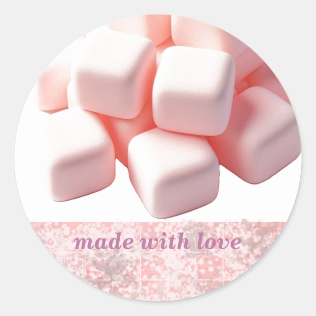 Adesivo Marshmallows Rosa Fluffy Quadrado (Frente)