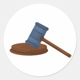 Adesivo Martelo de Juiz de Madeira Tribunal