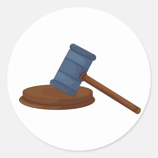 Adesivo Martelo de Juiz de Madeira Tribunal (Frente)