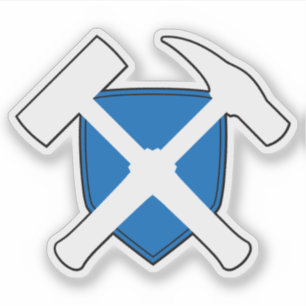 Adesivo Martelo de Rocha de Geólogo com Bandeira da Escóci