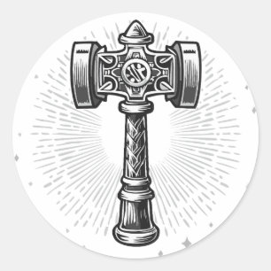 Adesivo Martelo de Thor Mjolnir preto e branco