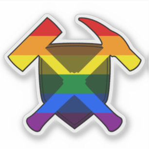 Adesivo Martelo Rock e Bandeira do Arco-íris LGBT