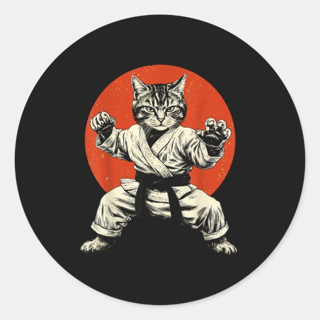 Adesivo Martial Arts Cat Karate Judo Japanese Flag Funny J (Frente)