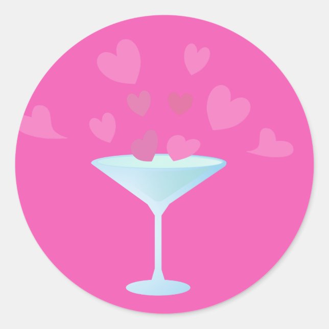 Adesivo Martini Glass and Pink Hearts (Frente)
