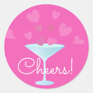 Adesivo Martini Glass and Pink Hearts anima