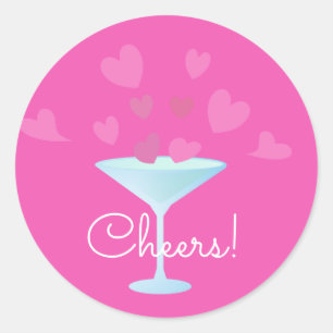 Adesivo Martini Glass and Pink Hearts aplaude