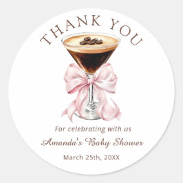 Adesivo Martini Pink Baby Shower Thank you Sticker