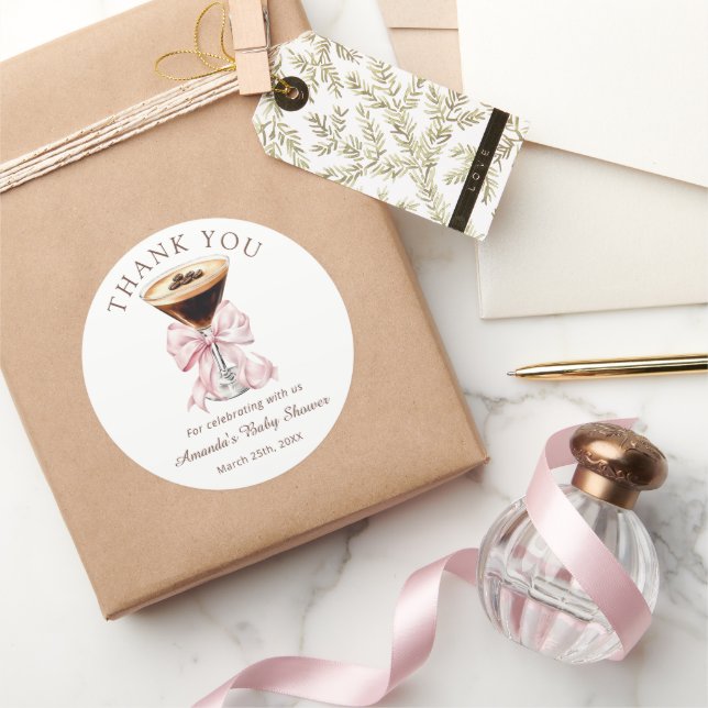 Adesivo Martini Pink Baby Shower Thank you Sticker (Presentear)