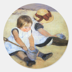 Adesivo Mary Cassatt, Crianças Brincando na Praia,