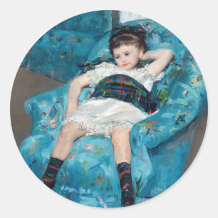 Adesivo Mary Cassatt - Menina em uma Poltrona Azul