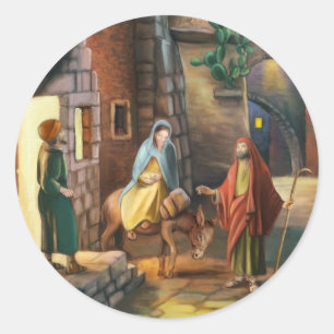 Adesivo Mary e Joseph com um asno na Noite de Natal