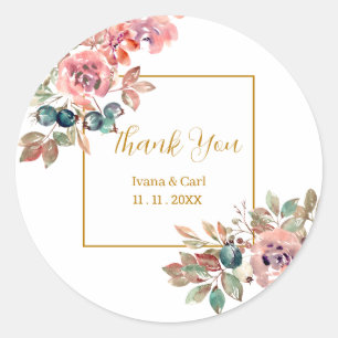 Adesivo MARY Watercolor Rosa Emerald Green Label