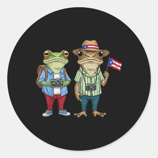 Adesivo Más Fotos Porto Rico Bandeira Riquenha Funny Sapo  (Frente)