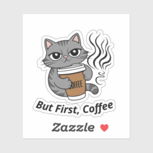 Adesivo Mas primeiro, café - personalizado do Cat Lover