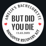 Adesivo Mas Você Morreu O Kit Da Festa de solteira?<br><div class="desc">Eu Não Me Arrependo De Nada De Kit De Festa de solteira. Adicione um toque divertido de cor e estilo único aos seus favores de casamento ou chá de panela. Um saco de chás de panela é um excelente adicional ao planejamento de partidos. Essas bolsas únicas serão facilmente usadas como...</div>