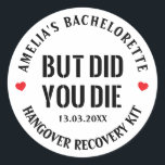 Adesivo Mas Você Morreu O Kit Da Festa de solteira?<br><div class="desc">Eu Não Me Arrependo De Nada De Kit De Festa de solteira. Adicione um toque divertido de cor e estilo único aos seus favores de casamento ou chá de panela. Um saco de chás de panela é um excelente adicional ao planejamento de partidos. Essas bolsas únicas serão facilmente usadas como...</div>