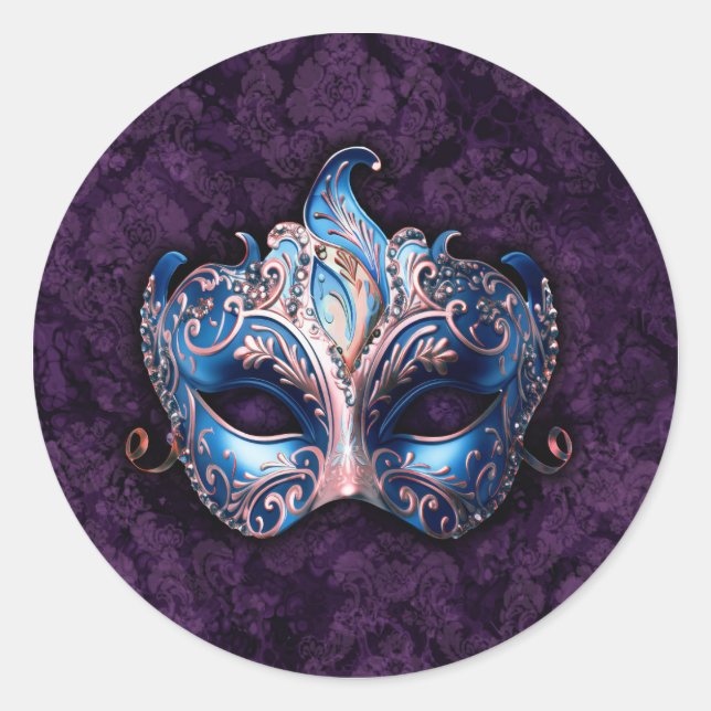 Adesivo Máscara Azul Elegante de Mascarada (Frente)