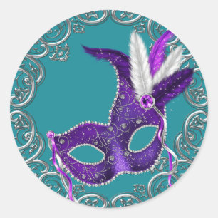 Adesivo Máscara de Fantasia Azul Turquesa e Roxo