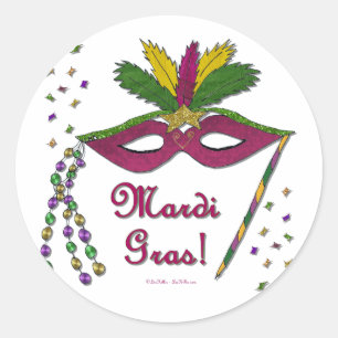 Adesivo Máscara de Mardi Gras Contas de Pena