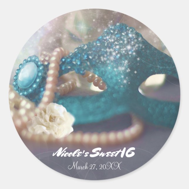 Adesivo Máscara de Mascarada & Pérolas Festa do Arco-Íris (Frente)