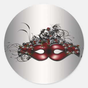 Adesivo Máscara de Mascarada Vermelha Elegante Selo de Env