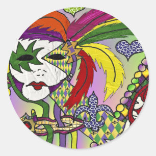 Adesivo Máscara de Pena Mardi Gras Psicodélica