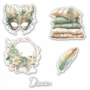 Adesivo Máscara de Penas de Cobre Verde Boho