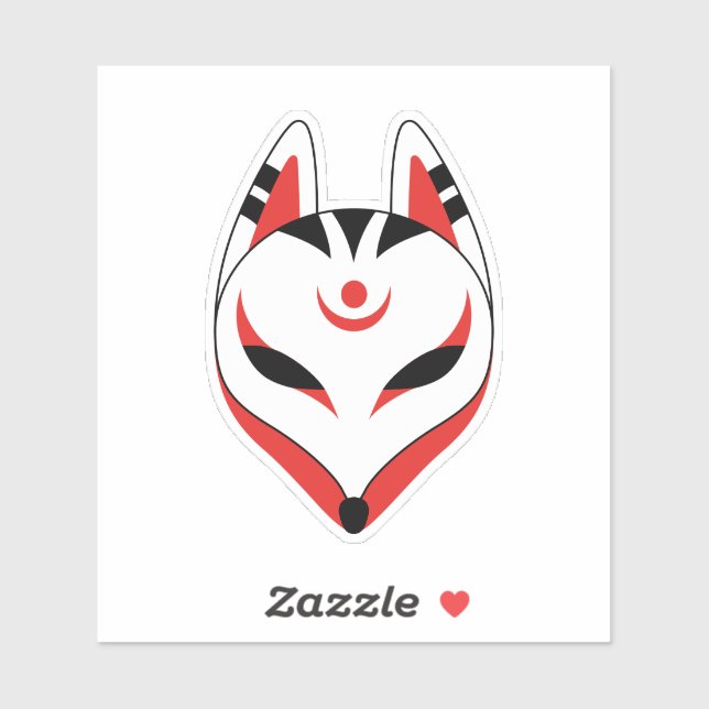 Adesivo Máscara de Raposa de Kitsune Japonês (Folha)