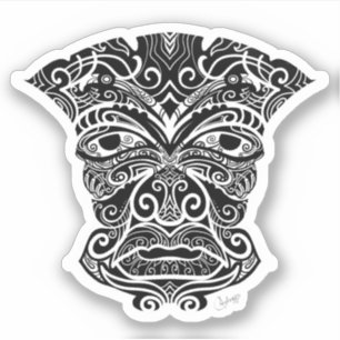 Adesivo Máscara de Tiki Branco E Preto
