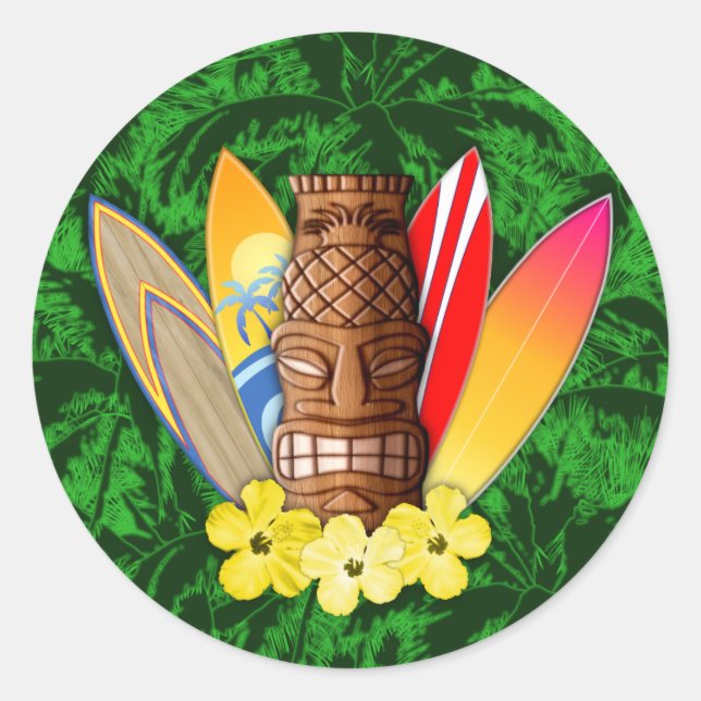 Adesivo Máscara De Tiki E Surfboards (Frente)