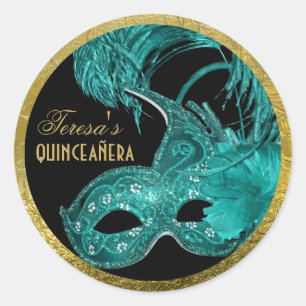 Adesivo Máscara do aqua do aniversário do quinceañera d