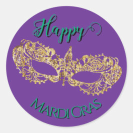 Adesivo Máscara Elegante e Brilhante de Mardi Gras Dourada