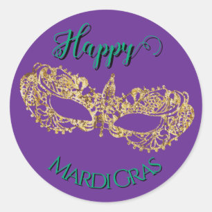 Adesivo Máscara Elegante e Brilhante de Mardi Gras Dourada