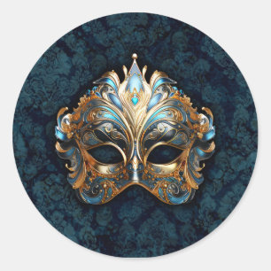 Adesivo Máscara Intricada Azul-turquesa e Dourada