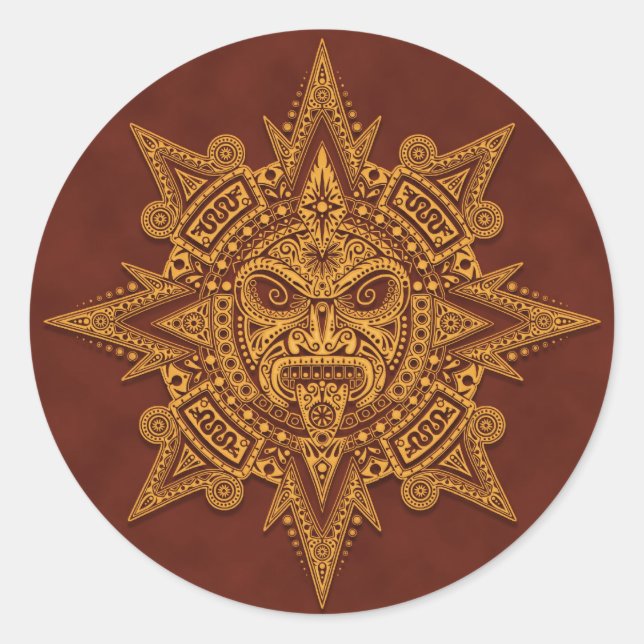 Adesivo Máscara Sun Aztec - Vermelho Ouro (Frente)