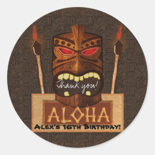Adesivo Máscara Tiki de Madeira Vintage Retro ALOHA Festa 