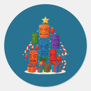 Adesivo Máscara Tiki Luau Árvore de Natal Havaiano Chapéu