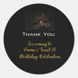 Adesivo Mascarada Black Dourado Birday Obrigado