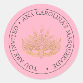 Adesivo Mascarada brilhante Dourado rosa elegante