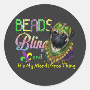Adesivo Mascarada de Carnaval do Miçanga Bling Pug Mardi G
