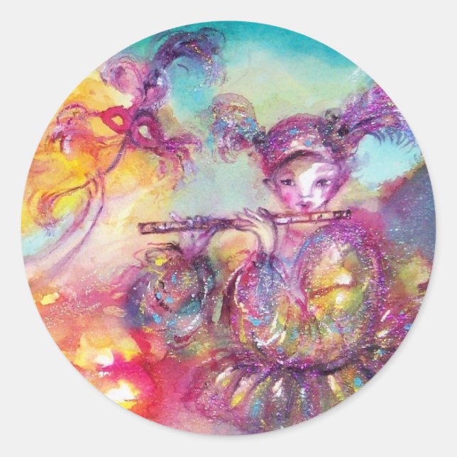 Adesivo MASCARADA, Mardi Gras Máscaras, Dança, Música (Frente)