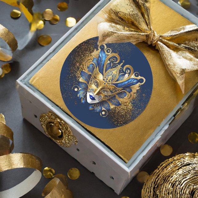 Adesivo Mascarada Mask Motif Blue Dourado ID1031 (Criador carregado)