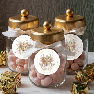 Adesivo Mascarada Motif Quinceanera Rosa Dourado ID1031
