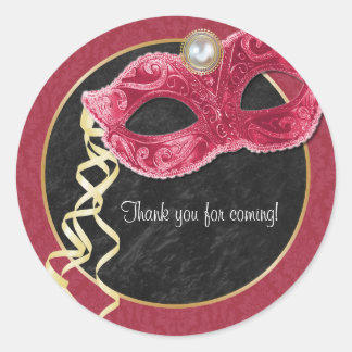 Adesivo Mascarada Party Obrigado Sticker - vermelho