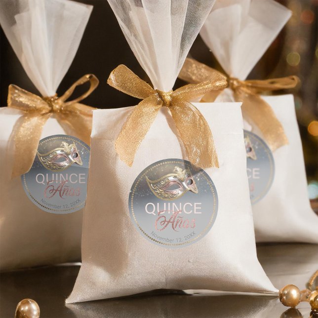 Adesivo Mascarada Quince Anos Rosa Dourada ID1031 (Criador carregado)