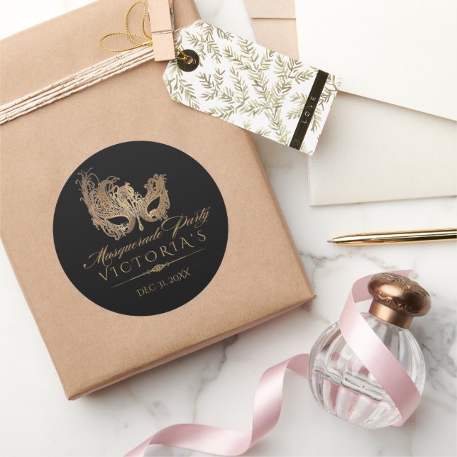 Adesivo Mascarada Quinceanera Chic Black Dourado (Presentear)