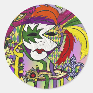 Adesivo Máscaras de Penas do Mardi Gras Psicodélico Presen