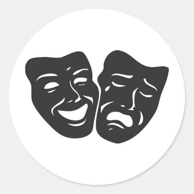 Adesivo Máscaras de Teatro de Drama Comédia Tragédia (Frente)